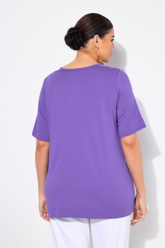 Cutout Neckline Short Sleeve Tee