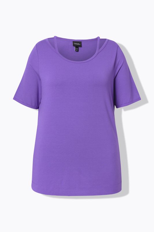 Cutout Neckline Short Sleeve Tee