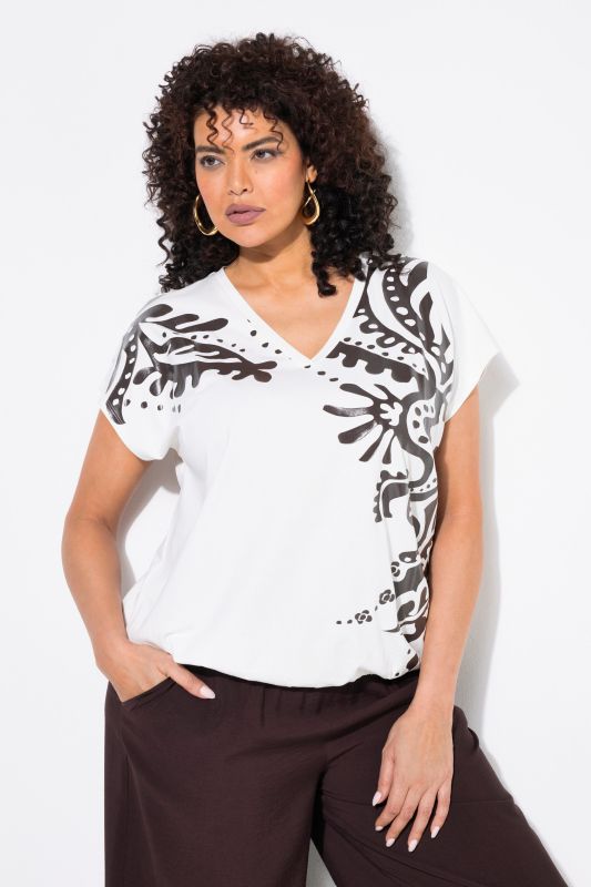Paisley Motif Cap Sleeve Tee
