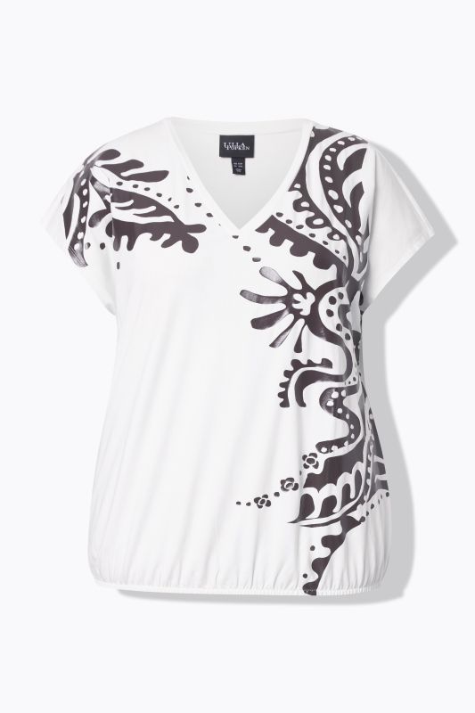 Paisley Motif Cap Sleeve Tee