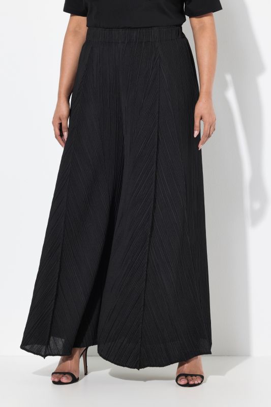 P0leated Wide Leg Elastic Waist Pants