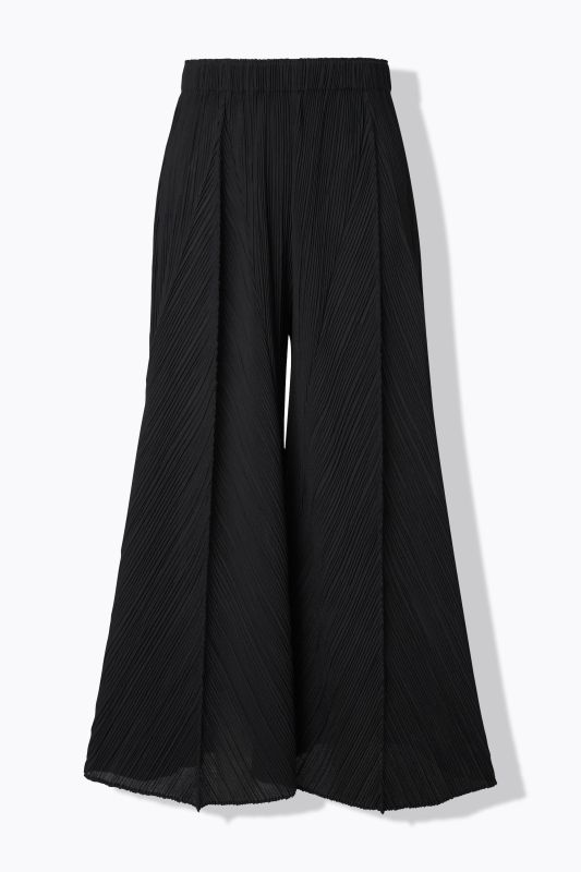P0leated Wide Leg Elastic Waist Pants