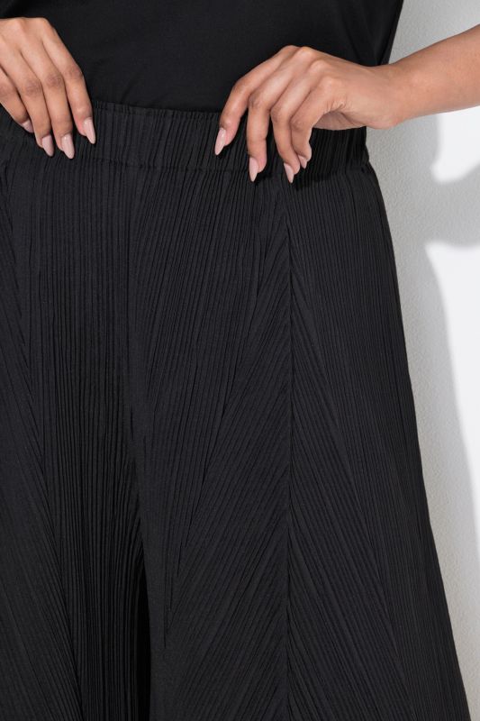 P0leated Wide Leg Elastic Waist Pants
