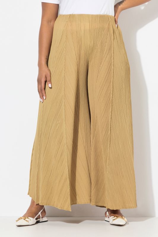 P0leated Wide Leg Elastic Waist Pants