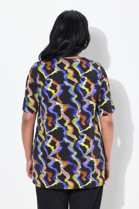 Colorful Short Sleeve V-Neck Slinky Top