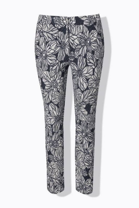 Textured Floral Elastic Waist Pants