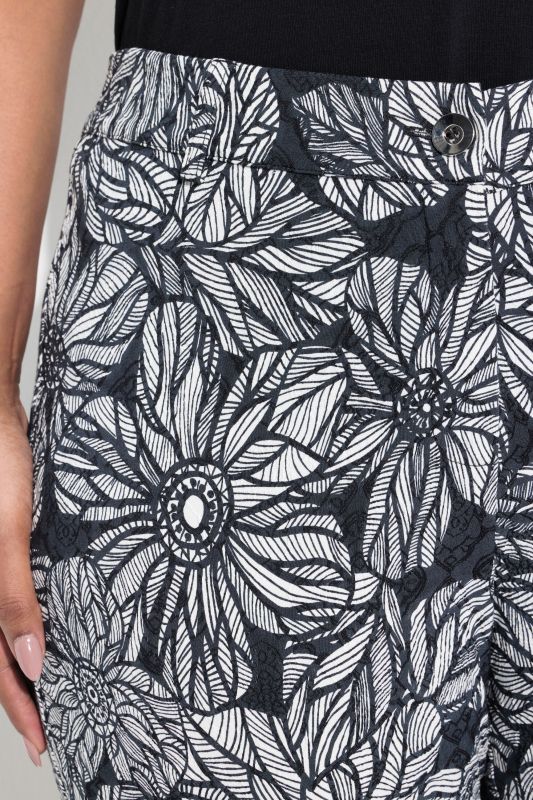Textured Floral Elastic Waist Pants