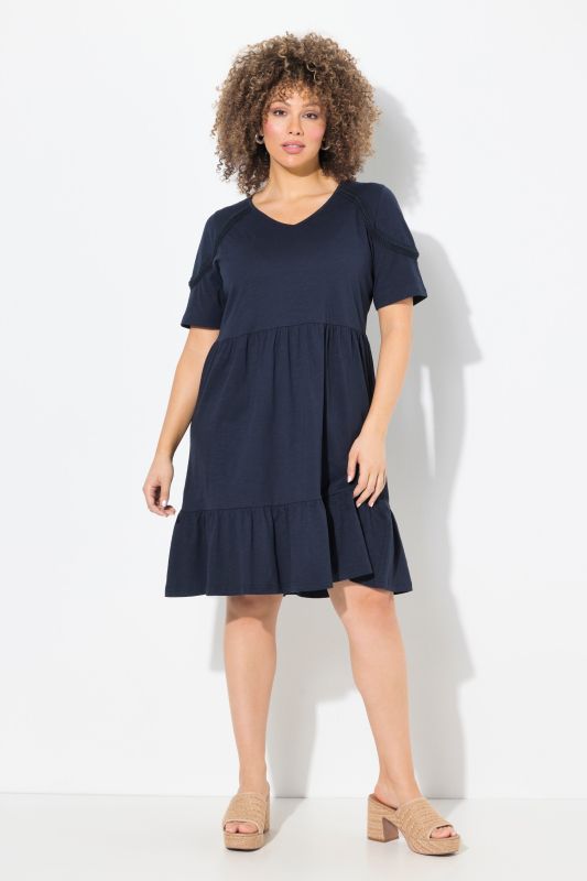 Epaulette Short Sleeve Jersey Dress