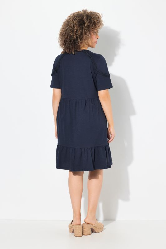 Epaulette Short Sleeve Jersey Dress
