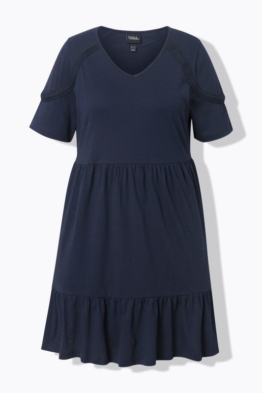 Epaulette Short Sleeve Jersey Dress