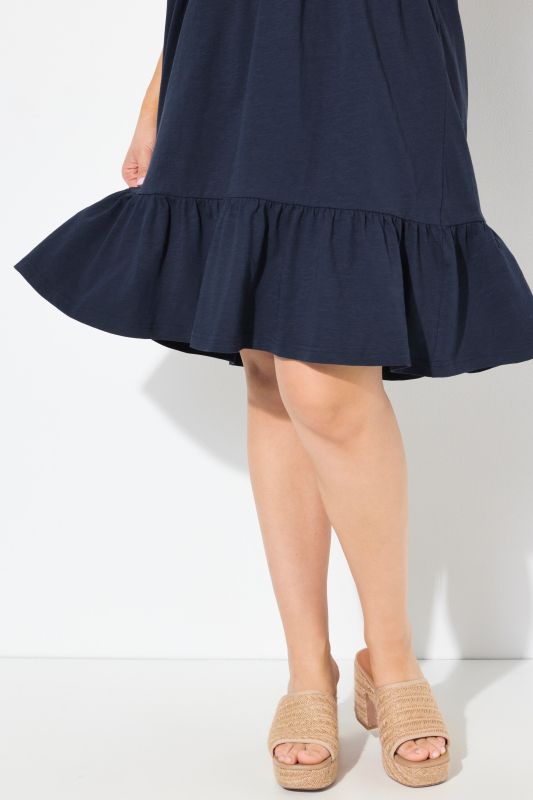 Epaulette Short Sleeve Jersey Dress