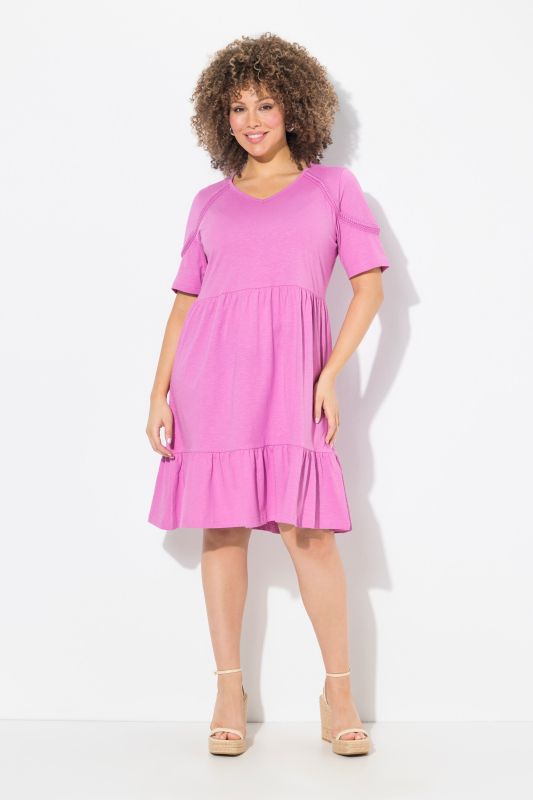 Epaulette Short Sleeve Jersey Dress