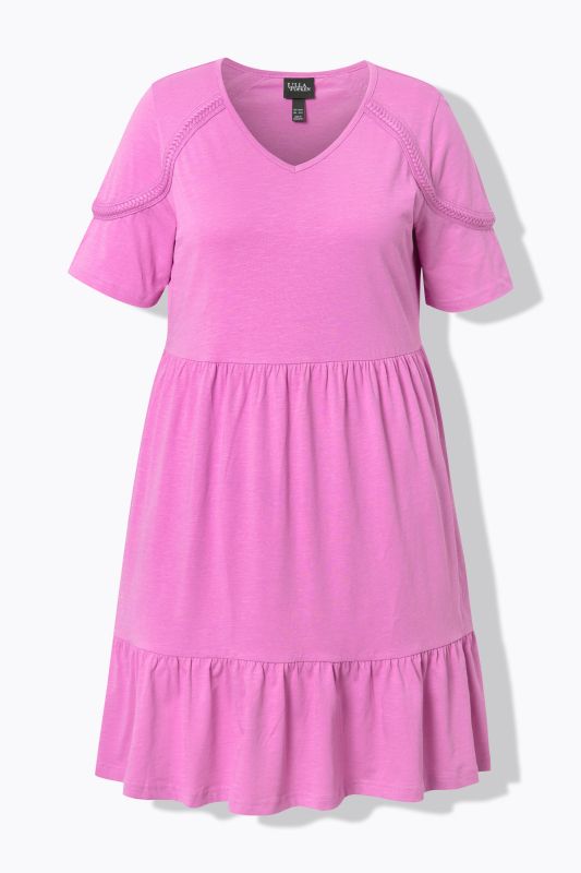 Epaulette Short Sleeve Jersey Dress