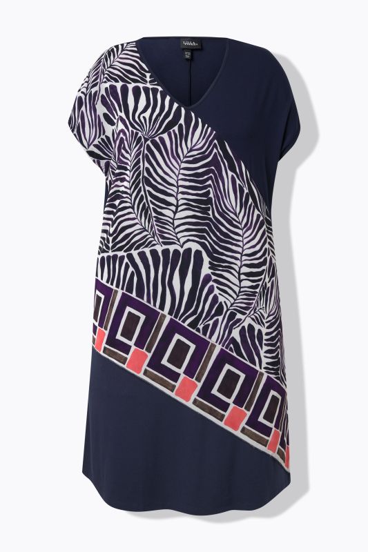 Patch Print Chiffon Panel Dress