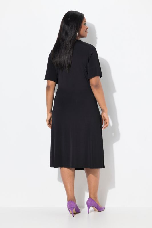 Wrap Look Short Sleeve Slinky Dress