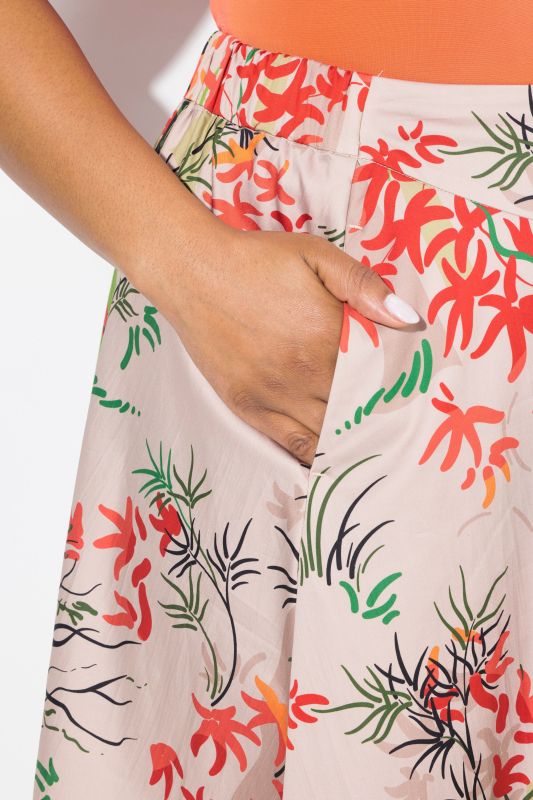 Peacock Floral Print A-Line Skirt