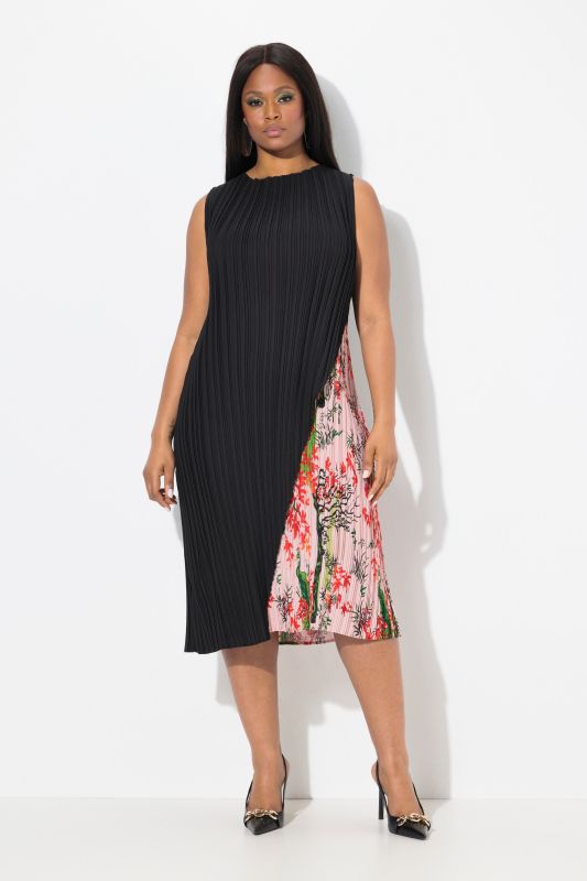 Floral Layers Sleeveless Pleated Dress