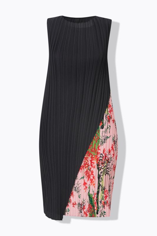 Floral Layers Sleeveless Pleated Dress