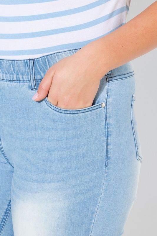 Pre-Washed Elastic Waist Jeans