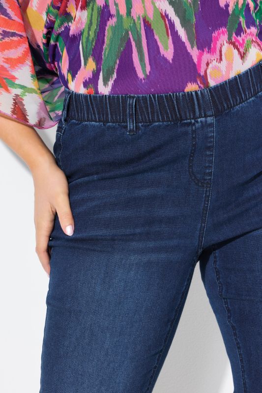 Cropped Denim Look Stretch Fit Leggings
