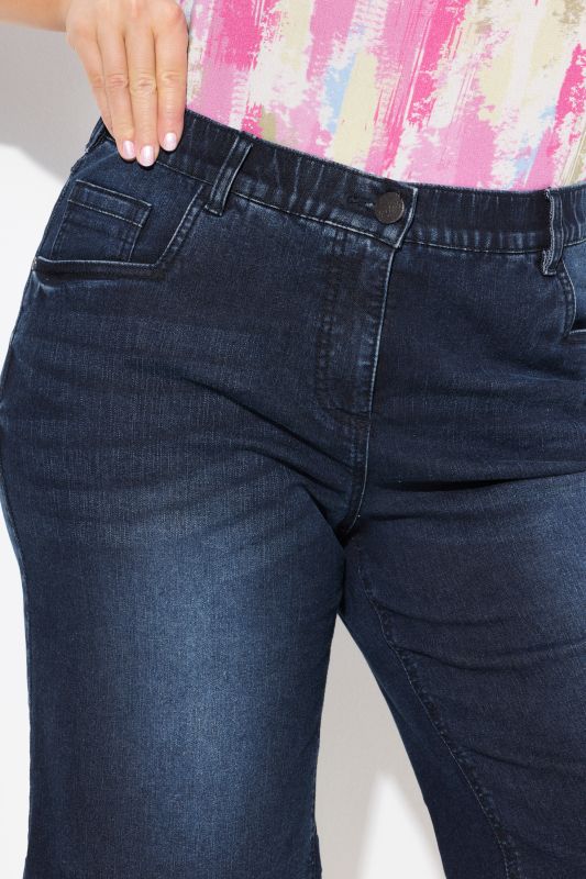 Denim Wide Leg Elastic Waist Bermuda Shorts