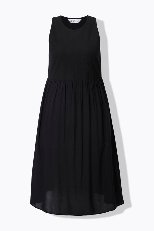 Mixed Fabric Sleeveless A-Line Dress