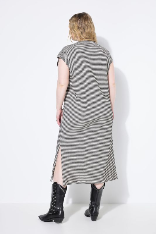 Textured Striped Cap Sleeve Dress