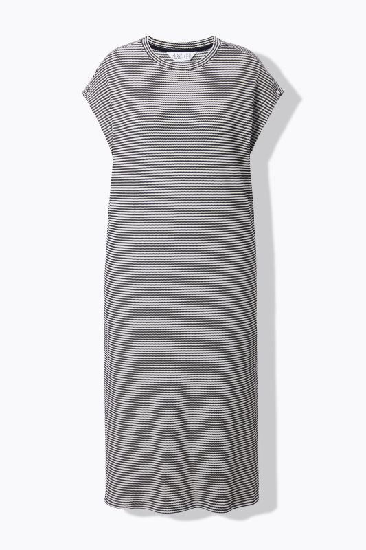 Textured Striped Cap Sleeve Dress