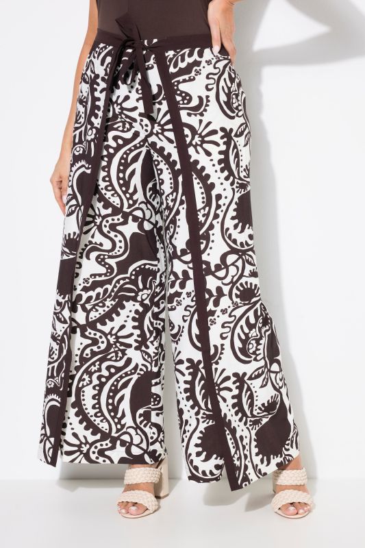Wrap Look Paisley Elastic Waist Pants