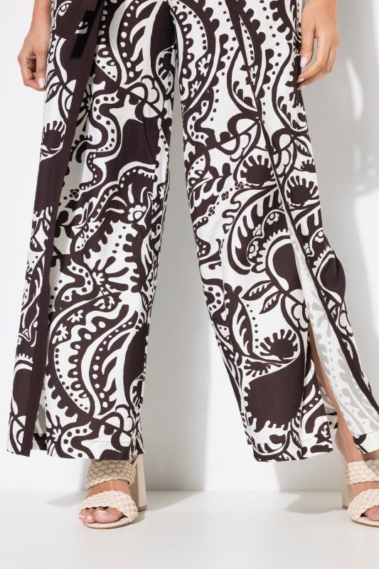 Wrap Look Paisley Elastic Waist Pants