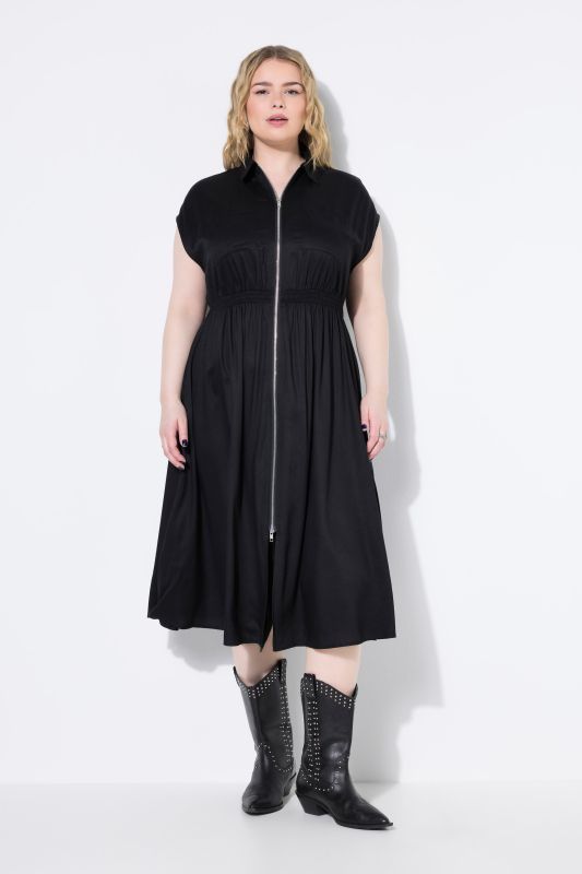 Zip Front Cap Sleeve Dress