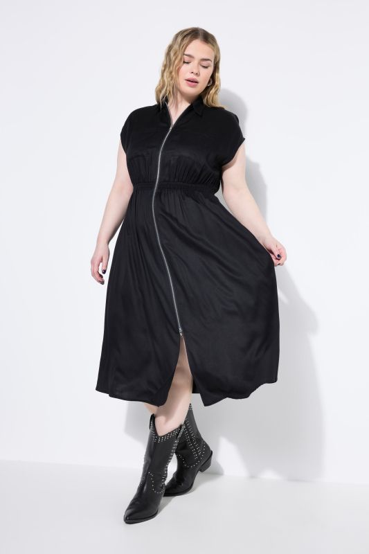Zip Front Cap Sleeve Dress