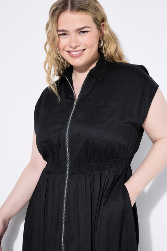 Zip Front Cap Sleeve Dress