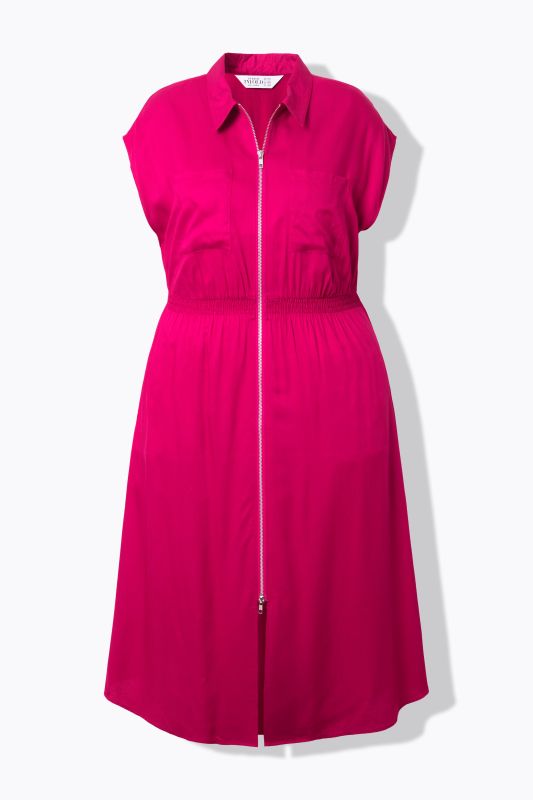 Zip Front Cap Sleeve Dress