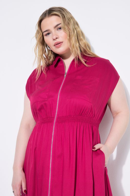 Zip Front Cap Sleeve Dress