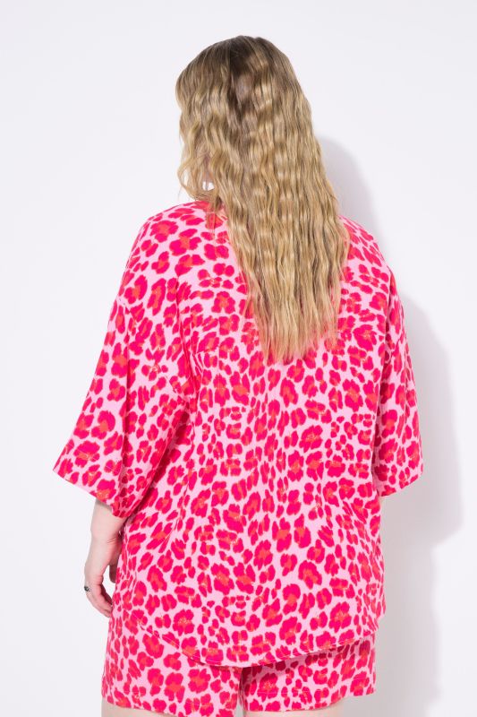 Muslin Leopard Print Short Sleeve Blouse