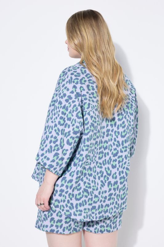 Muslin Leopard Print Short Sleeve Blouse