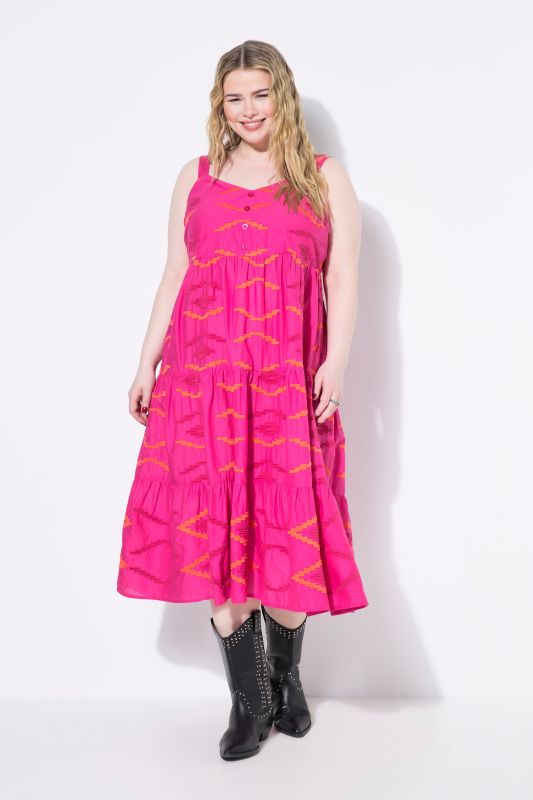 Southwestern Print Flounce Panel Dress