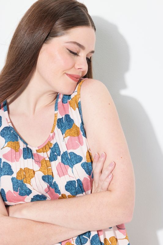 Eco Cotton Gingko Print Sleeveless Nightgown