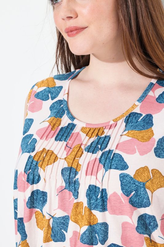 Eco Cotton Gingko Print Sleeveless Nightgown