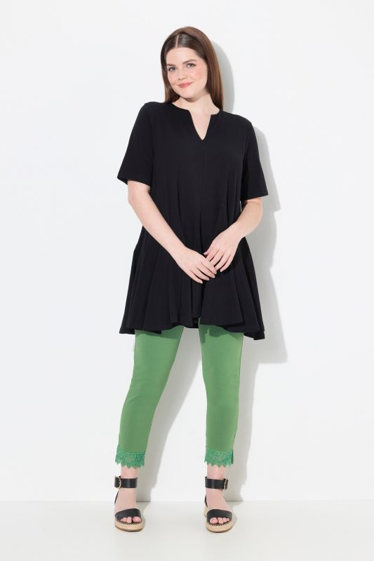 Eco Cotton Short Sleeve Godet Pleated Knit Tunic