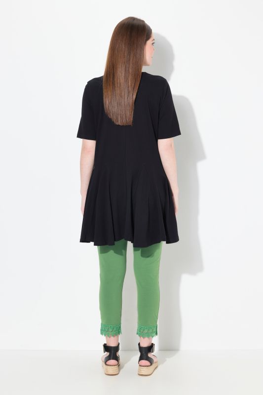 Eco Cotton Short Sleeve Godet Pleated Knit Tunic