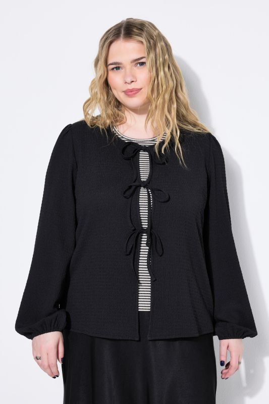 Tie Front Balloon Sleeve Blouse