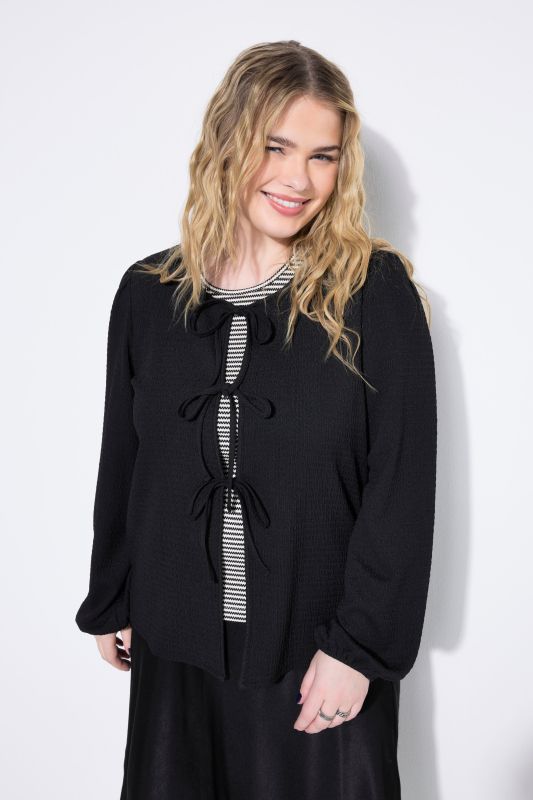 Tie Front Balloon Sleeve Blouse
