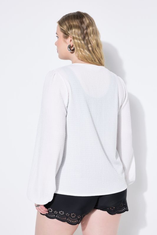 Tie Front Balloon Sleeve Blouse