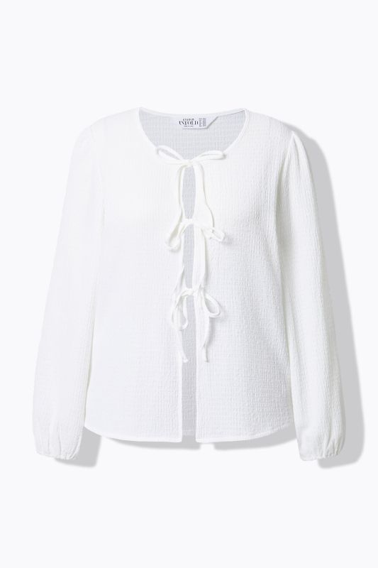 Tie Front Balloon Sleeve Blouse