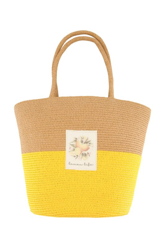 Lemon Patch Two-Tone Woven Tote