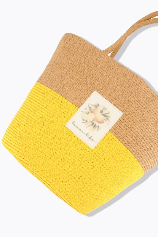Lemon Patch Two-Tone Woven Tote