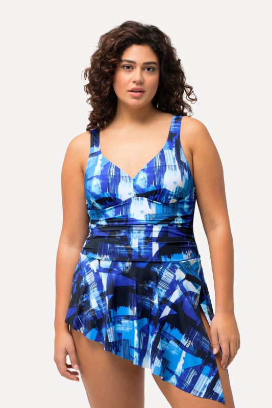 Geometric Pointed Hem Swim Dress