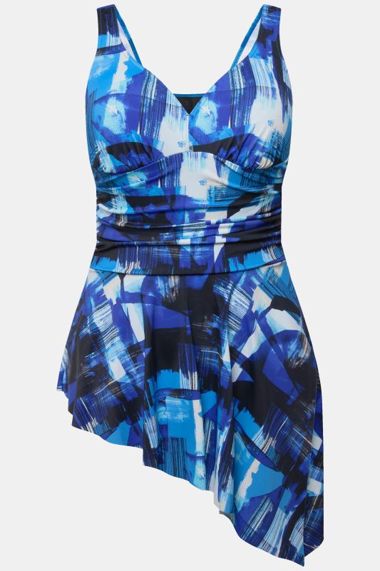 Geometric Pointed Hem Swim Dress
